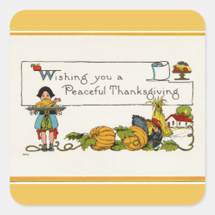 Vreedzame Thanksgiving Vierkante Sticker
