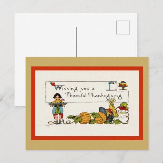 vreedzame Thanksgiving wenst Briefkaart (Voorkant / Achterkant)