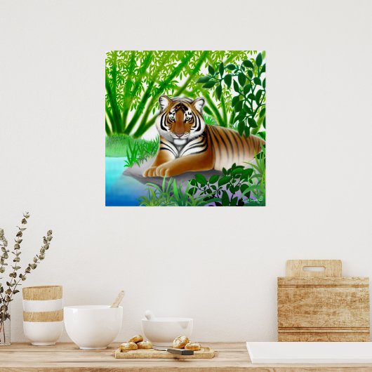 Vreedzame tijger in het Poster van het Oerwoud Bam (Keuken)