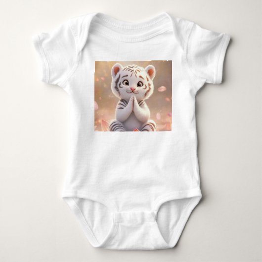 Vreedzame Tijgerwelp op Lotus - Baby Bodysuit (Voorkant)