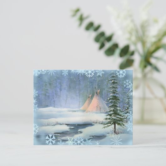 VREEDZAME TIPI & SNOWFLAKS VAN SHARON SHARPE BRIEFKAART (Staand voorkant)
