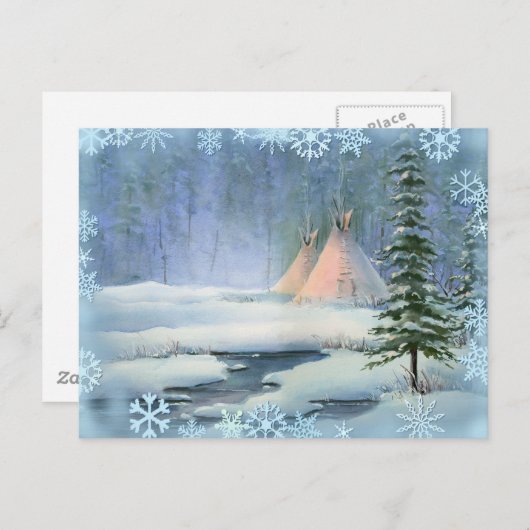 VREEDZAME TIPI & SNOWFLAKS VAN SHARON SHARPE BRIEFKAART (Voorkant / Achterkant)