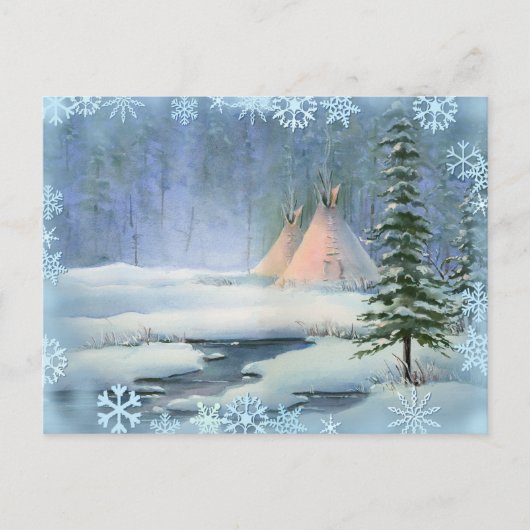 VREEDZAME TIPI & SNOWFLAKS VAN SHARON SHARPE BRIEFKAART (Voorkant)