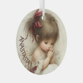 Vreedzame Toewijding met Aangepaste Naam Glas Ornament (Voorkant Rechts)