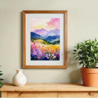 Vreedzame Valley Blooming Hills Wall Art Poster