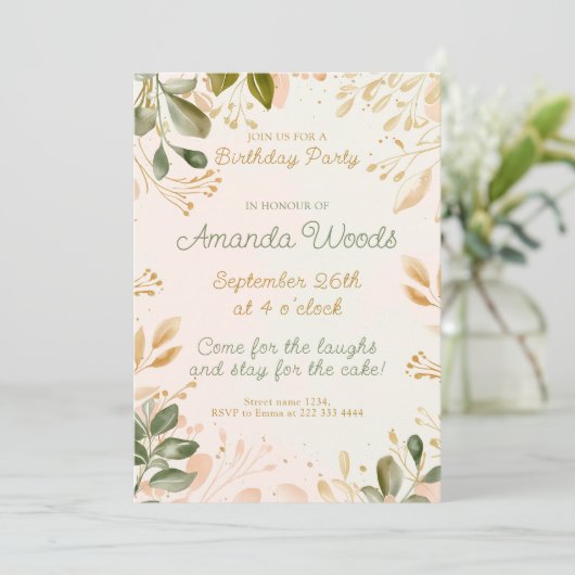 Vreedzame Verdant Charm Verjaardagsviering Kaart (Staand voorkant)