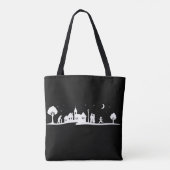 Vreedzame Village Night Silhouette Scene Tote Bag (Achterkant)
