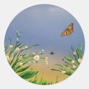Vreedzame Vlinder Zonsondergang Lucht Natuur Esthe Ronde Sticker