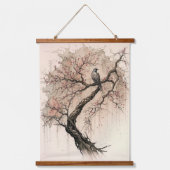 Vreedzame vogel- en kersenbloesem hangend wandkleed (Voorkant)