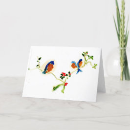 Vreedzame vogels op een kaart van de taknota