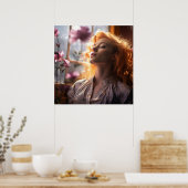 Vreedzame Vrouw bij Venster Poster (Keuken)