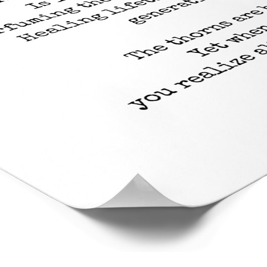 Vreedzame vrouw, zwart-wit rozenmuurkunst poster (Hoek)