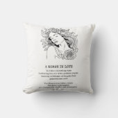 Vreedzame vrouw, zwart-witte roos kussen (Voorkant)