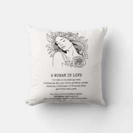 Vreedzame vrouw, zwarte en witte roos kussen