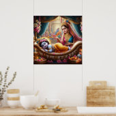 Vreedzame Warme Etnische Bala Krishna Wieg Poster (Keuken)