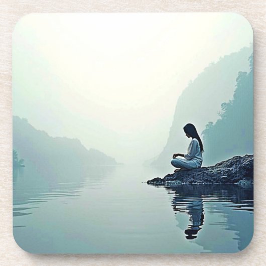 Vreedzame Waterside Meditatie Ontwerp Bier Onderzetter (Voorkant)