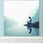 Vreedzame Waterside Meditatie Ontwerp Canvas Afdruk (Insitu (Houten vloer))