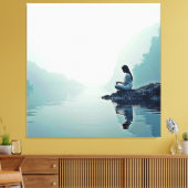 Vreedzame Waterside Meditatie Ontwerp Canvas Afdruk (Insitu (Woonkamer))