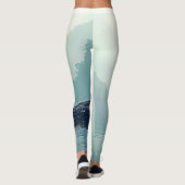 Vreedzame Waterside Meditatie Ontwerp Leggings (Achterkant)