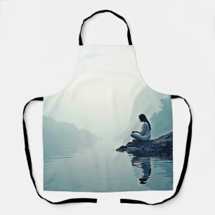 Vreedzame Waterside Meditatie Ontwerp Schort