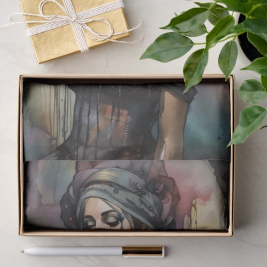 Vreedzame Waterverf Vrouw Danser Decoupage Tissuepapier (Geschenk)