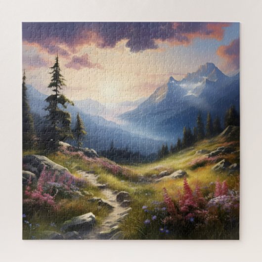 Vreedzame weide in de bergen legpuzzel (Verticaal)