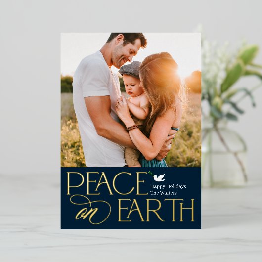 Vreedzame Wens Folie Vakantie Foto Kaart (Staand Voorkant)