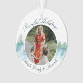 Vreedzame Winter Bos Watercolor Script Foto Ornament (voorkant)