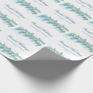 Vreedzame Winter Bos Watercolor Script Kerstmis Cadeaupapier