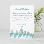 Vreedzame Winter Bos Watercolor Script Kerstmis Feestdagenkaart (Staand voorkant)
