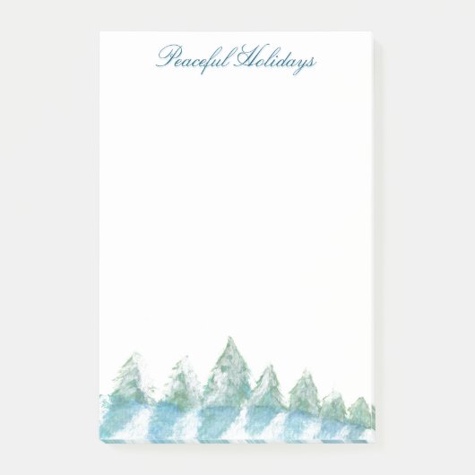 Vreedzame Winter Bos Waterverf Kerst Post-it® Notes (Voorkant)