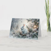 Vreedzame Winter Bunny Schriftvers Kerstmis Feestdagen Kaart (Voorkant)