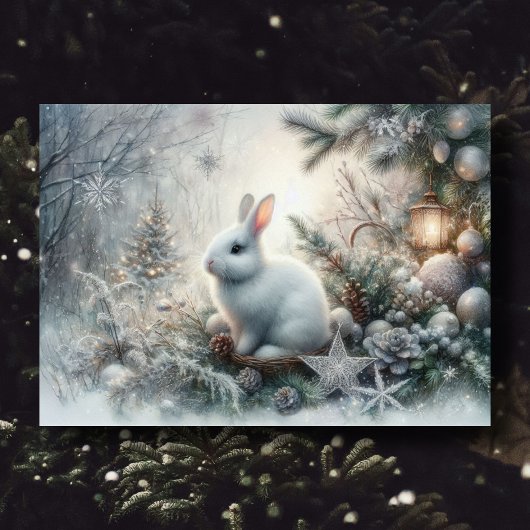 Vreedzame Winter Bunny Schriftvers Kerstmis Feestdagen Kaart