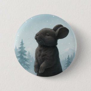 Vreedzame Winter Konijn Ronde Button 5,7 Cm