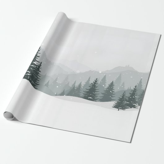 Vreedzame Winter – Minimaal Landschapsontwerp Cadeaupapier (Uitgerold)