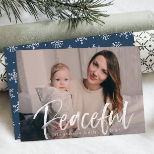 Vreedzame Winter   Navy Kerst Fotokaart Feestdagenkaart