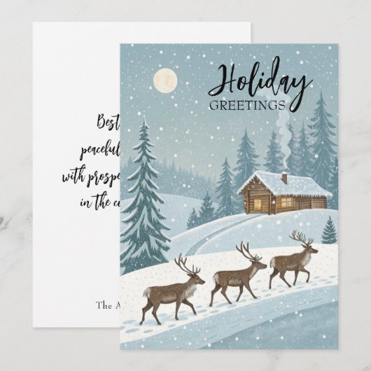Vreedzame Winter Sneeuw Rendieren Seizoensgroeten  Feestdagenkaart (Voorkant / Achterkant)