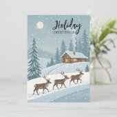 Vreedzame Winter Sneeuw Rendieren Seizoensgroeten  Feestdagenkaart (Staand voorkant)