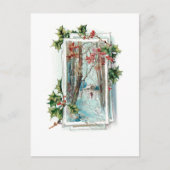 Vreedzame Winter Sneeuwscène met Holly Briefkaart (Voorkant)