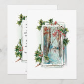 Vreedzame Winter Sneeuwscène met Holly Feestdagenkaart (Voorkant / Achterkant)