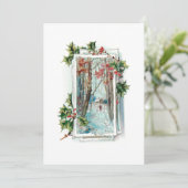 Vreedzame Winter Sneeuwscène met Holly Feestdagenkaart (Staand voorkant)