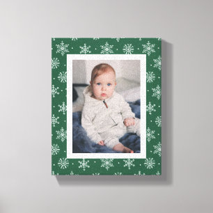 Vreedzame Winter Sneeuwvlok Groen Canvas Afdruk