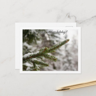Vreedzame winterbos - Besneeuwde dennentak Briefkaart