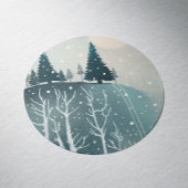 Vreedzame winterbosscène | kerstvakantie ronde sticker