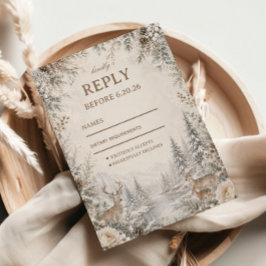 Vreedzame winterherten bosreflecties RSVP kaartje