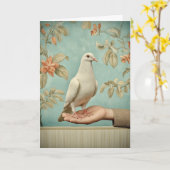 Vreedzame Witte Duif Kaart (Gele Bloem)