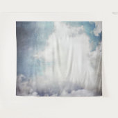 Vreedzame Witte Wolken en Blauwe Lucht Grunge Wandkleed (Voorkant (horizontaal))