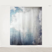 Vreedzame Witte Wolken en Blauwe Lucht Grunge Wandkleed (Voorkant)