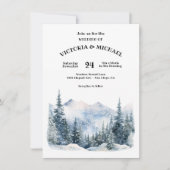 Vreedzame Woodland Pine Trees Sneeuw Berg Bruiloft Kaart (Voorkant)