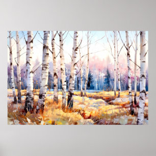 Vreedzame Woodland Waterverf schilderij Art Print